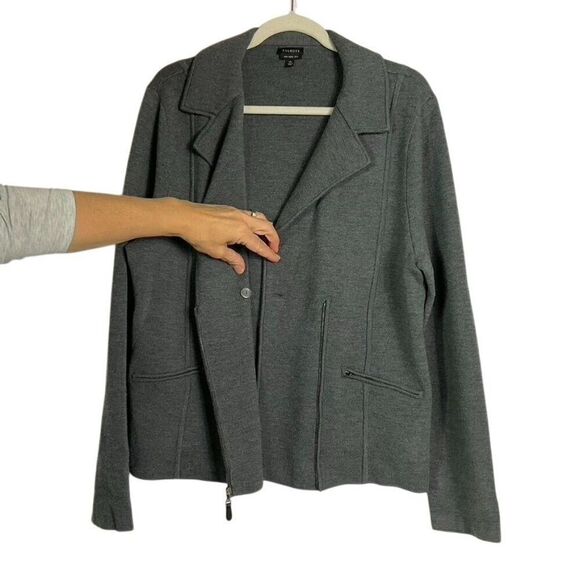 Talbots Merino Wool Zip-up Sweater/Jacket, Women's XL, Charcoal Gray - Picture 5 of 8